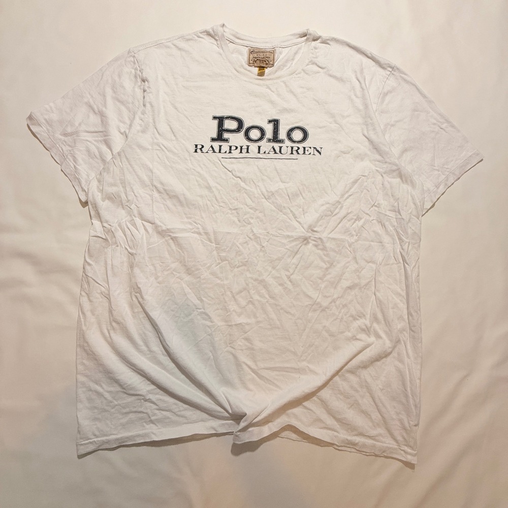 Polo Ralph Lauren T-Shirt Mens 2XLT White Distressed Logo Graphic Tee